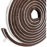 fowong Self-Adhesive Door Window Frame Brush Seal Weatherstrip 4.9 m(L) x9 mm(W) x 9mm(T) Draft-Air Stopper High-Density Felt