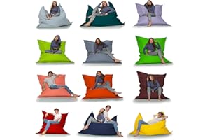 HomeIdeal - Sitzsack 2-in-1 Funktionen Riesensitzsack für Erwachsene & Kinder - Gaming & Entspannen - Indoor & Outdoor da er Wasserfest ist - mit EPS Perlen, Farbe:Orange, Größe:140x160 cm