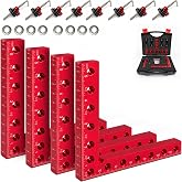 Set of 4 corner clamps 90&deg;140mm DIY woodworking | High resistance aluminum, anod nano, anti-rust, double scale 3 sides, 13 ho