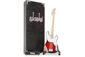 AXMAN Sting (The Police) Guitare basse – Réplique de guitare miniature – Cadeaux musicaux – Ornement fait à la main – Comprend une boîte de présentation