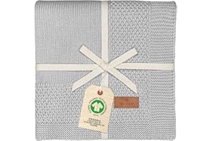 DIKOS® Manta para bebé de 100% algodón orgánico Gots | Suave Manta para recién Nacidos para bebé niña/niño | Manta de Punto para Todo el año | Equipamiento Inicial para recién (Gris)