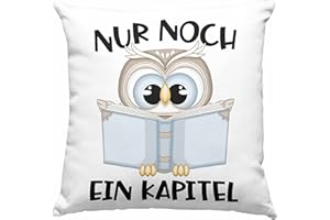 ‎TRENDATION Trendation - Leseratte Geschenk Kissen Nur Noch EIN Kapitel Bücher Lesen Bücherwurm Geschenk Spruch Lesen Dekokissen mit Füllung 40x40 (Blau)