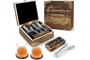 E EASTSTORM Set Whisky Regalo di 2 Bicchieri Uomo per Lui Papà Marito, Pietre Barman