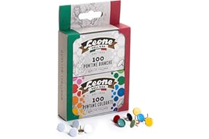 LEONE DELL'ERA 100 białych pinezek + 100 kolorowych pinezek lw Dell'Era - blister z kartonu z 2 pudełkami