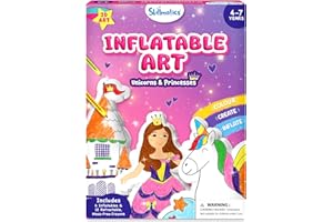 Skillmatics Inflatable Art Unicorns & Princesses – 3D DIY Craft Kit for Kids, Mess-Free Colouring Set with Crayons & Straws, Gift for Girls & Boys Ages 4, 5, 6, 7