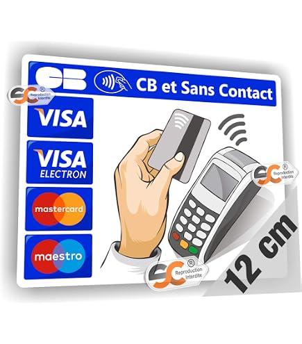 Autocollant Paiement Carte Bancaire 150x210mm - Sticker CB Visa/Mastercard - Intérieur/Extérieur - UV Résistant