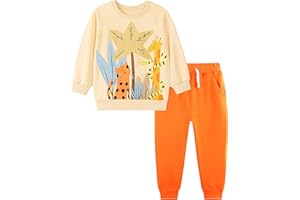 TCWWBB Jungen Bekleidungsset Kleinkinder Langarm Sweatshirt und Hose Dinosaurier Tier Raum Winter Herbst 2-teiliges Baumwolle Outfits Set 1-7 Jahre 92 98 104 110 116 122