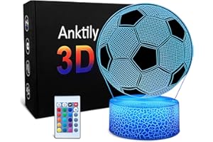 Anktily Kids Night Light Football 3D Optical Illusion Lamp, Football Gifts for Boys Girls, 16 Colors and Remote Control Table Desk Lamp, Soccer Birthday Xmas Valentine's Day Gift for Sport Fans