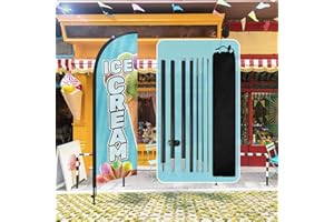 QSUM Ice Cream Feather Flag,8FT Ice Cream Advertising Swooper Flag with Pole Kit, Ground Spike, Ice Cream Signs for Businesses and Storefronts