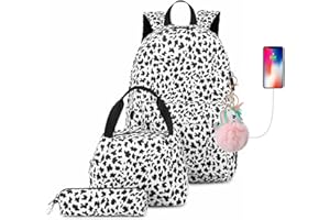 misognare Teen School Backpack Set Leopard Print Book Bag with Lunch Box Pencil Case Lightweight Casual Daypack for Girls and Boys (Leopard Black)