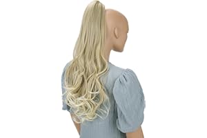 CAISHA 60cm Haarteil Ponytail Zopf Pferdeschwanz Haarverlängerung Voluminös Leicht Gewellt Blond Mix H42
