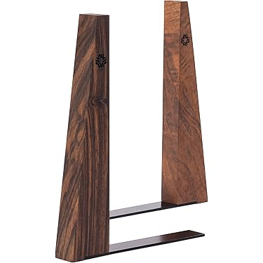 TILISMA Boekuiteinden voor planken - handgemaakte houten boekensteunen met metalen basis, kastanjeboom - stevige boekhouders voor zware boeken - mooie moderne decoratieve boekenaccessoires om boeken