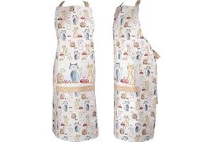 SPOTTED DOG GIFT COMPANY Apron Kitchen Cooking Apron with Pocket, Cotton with Cat for Women Men Gift for Cat Lovers