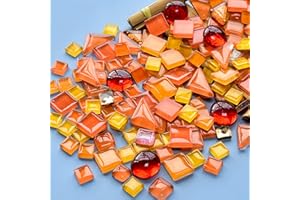 BTMIEY 200 g di mosaico di cristallo di colore misto, piccole piastrelle di mosaico fai da te per bambini fai da te fai da te in cristallo per artigianato bagno cucina decorazione casa (serie arancione)