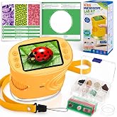Microscope for Children with 1000X Magnification, Gift Toys Children 3-12 Years Photos and Videos, Portable Microscope with 1