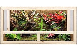 ECOZONE Terrarium en Bois avec aération Frontale 80x40x40 cm - Terrarium en Bois en Panneaux OSB - Terrariums pour Animaux Exotiques tels Que Serpents, Reptiles & Amphibiens