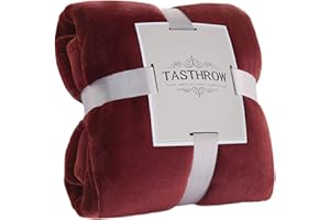 TASTHROW Borgogna Coperta Pile Blanket 130 x 150 cm, Coperta Plaid Divano Super Morbida per Letto, Divano per Copriletto Accogliente e Spessa per Tutte le Stagioni