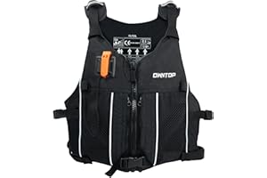Owntop Aides à la Flottabilité pour Adultes et Adolescents avec Pack Hydratation, Sifflet et Poches Double Filet, Ajustable Gilet de Natation pour Le Paddle, Kayak, Pêche