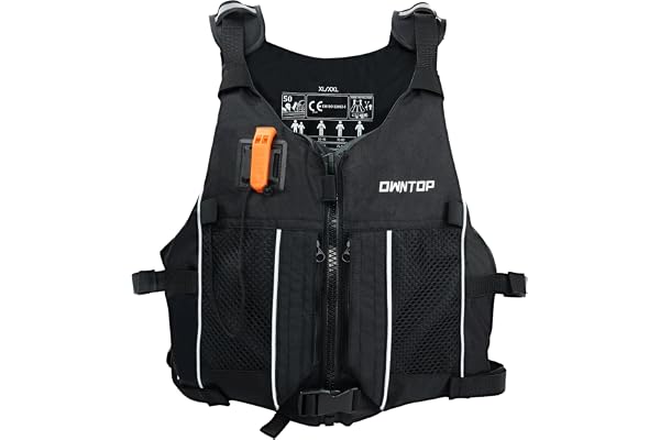 Owntop Aides à la Flottabilité pour Adultes et Adolescents avec Pack Hydratation, Sifflet et Poches Double Filet, Ajustable Gilet de Natation pour Le Paddle, Kayak, Pêche