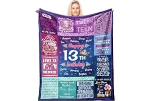 Jiusely 13th Girls Birthday Gifts - Sweet 13th Birthday Throw Blanket for Girl 150x130CM for Girl Bed Throws 150x130CM - Pratical Gift for Girls Friends Daughter Bestie Siste