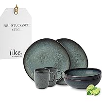 like. by Villeroy & Boch Lave serviesset van aardewerk, 6dlg., potterylook, ontbijtservies voor 2 personen, beige