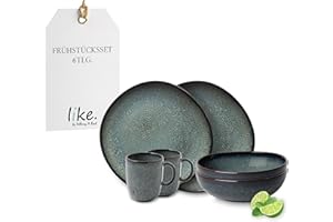 like. by Villeroy & Boch Lave, Set De Vajilla De Loza, 6 Piezas, Aspecto Alfarero, Servicio De Desayuno Para 2 Personas, Gris