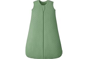 FIEMOL Saco de Dormir Bebe 2.5 Tog 0-6 Meses, Saco de Dormir de Invierno de Algodón para Recién Nacido, Saquito Dormir Bebe y Niño Pequeño, Manta Calentita con Cremallera en 2 Direcciones Verde