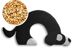 CUSCINO RISCALDABILE Leschi per la pancia e la schiena/Per collo, cervicale e coliche dei neonati/Per microonde, con semi di grano/Bobby il cane, nero