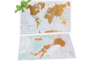 Maps International - Mappa del Mondo Scratch + Offerta Gratuita una Mappa Italia da grattare - 59 x 42 cm