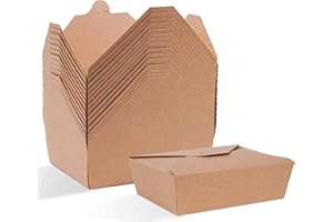 HURUC Takeaway Boxes, 337gsm Microwaveable Leak and Grease Resistant Disposable Fast Food Take out Containers, Snack Salad Lunch Boxes for Restaurant Household Event (Pack of 25 (21x15x6.5cm, 2070ml))