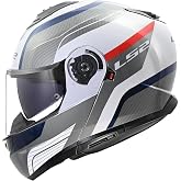 LS2 Unisex Strobe II Monza White Blue Red Modular Motorcycle Helmet