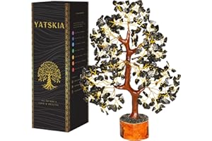 YATSKIA Cristallo di tormalina nera – Albero di cristallo, alberi artificiali, cristallo di tormalina, elementi di cristallo per regali, decorazioni fungshui, albero di cristallo per energia positiva