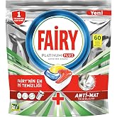 Fairy Platinum Plus 60 Yıkama Bulaşık Makinesi Deterjanı Kaps&uuml;l&uuml; Limon Kokulu