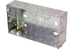 Loops 25mm Twin/Double Metal Flush Mounted Back Box - 2 Gang Brick Wall Hole Pattress