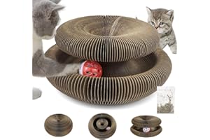 GMMG Griffoir pour Chat Carton Interactif Magic Organ Cat Scratching Board Griffoir Magique avec Balle Pliable Carton Ondulé pour Chat