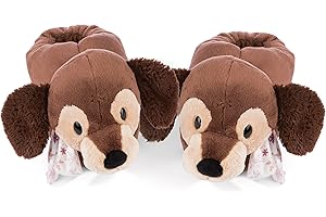 NICI Slippery papcie jamnik Skida rozmiar 34-37 (M) brązowe - Pluszowe ciepłe kapcie ze zrównoważonej produkcji dla chłopców i dziewczynek - kapcie zwierzak z antypoślizgową podeszwą - slippery