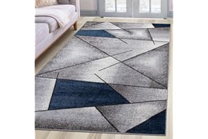 ‎OKU-TEX oKu-Tex Teppich Webteppich für Wohnzimmer, Flur, Schlafzimmer Teppichläufer, Brücke Blau Modern geometrisches Design Öko-Tex 100 Größe 80 x 150 cm 30161blau080150