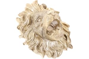 Yardwe Boquilla De Fuente De Cabeza De León para Decoración Exterior Rociador De Agua para Jardín Y Patio Escultura De Resina Realista para Pared Fácil Instalación
