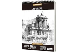 PENCILMARCH A3 Sketch Book 100 Pages (50 Sheets) Art Sketch Pad Spiral Bound Thick 180 GSM Artists Tracking Paper for Using in Studio, School or at Home