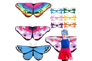 vamei 9 Piezas Disfraz Mariposa Niña Alas Mariposa Máscara Halloween Capa Mariposa Hada Chal Alas Carnaval Fiesta Cosplay Accesorio Disfraz para Niños Niñas