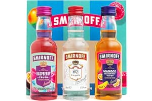 BEAMS INTERNATIONAL Smirnoff Flavoured Vodka Gift Set - Official Red Label No 21, Mango & Passionfruit, Raspberry Crush, 3x 5cl - Mini Cocktail Alcohol Gift Set, Birthday - Vodka Gifts for Women, Men, Stocking, Christmas
