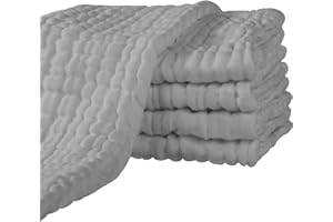 Yoofoss Bawełniany szyfonowy rzemyk 65 x 65 cm Zestaw 5 zawijanych pasków kwadratowych Super miękki dla wrażliwej skóry dla noworodków szary
