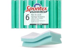 Spontex Specialist Spugna per lavare i piatti antigraffio XL, Riutilizzabile e versatile per la pulizia professionale,Confezione da 6