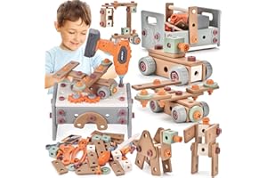GAGAKU Perceuse-visseuse sans fil pour enfants de 120 pièces - Jouet Montessori - Mallette à outils - Jeu de rôle - Jouet éducatif - Kit de construction pour garçons et filles à partir de 3 à 10 ans