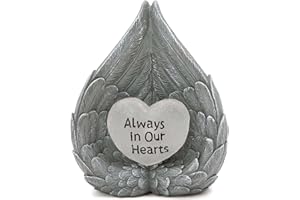 GardenKraft 11119 - Lampada solare a forma di ali d'angelo, decorazione per tomba, materiale durevole e resistente alle intemperie, illuminazione a LED efficiente, colore bianco