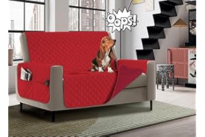 BANZAII TEXTILE INNOVATOR ONLINE Banzaii copridivano impermeabile 3 posti, salvadivano antimacchia, trapuntato, bicolor con tasche porta oggetti – Rosso/Bordeaux per seduta da 170 a 195 cm