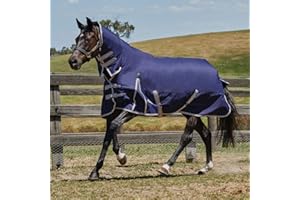 WeatherBeeta ComFiTec Essential Combo Neck Lite Horse Rug, Navy/Silver/Red, 6'3