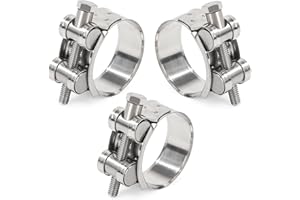 YESALER Collier Echappement 32-35mm Collier de Serrage en Acier Inoxydable Manchon Echappement pour les Tuyau d'échappement Voitures Motos 4 Pièces