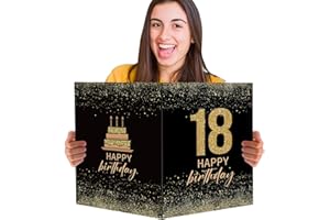 BOFUNX Tarjetas de Felicitación 18 Cumpleaños Postal Original Grande Carta Felicitaciones Regalo para Feliz 18 Años a Familias Amigos 55x35cm