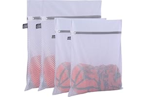 Kimmama Honeycomb Mesh Washing Laundry Bag- Pack of 4 (2 ExtraLarge+2 Large) 125gsm Net Fabric Durable and Reusable Wash bag,Travel Organization Bag for Clothes,Jeans,Bath Towels,Bed Sheets